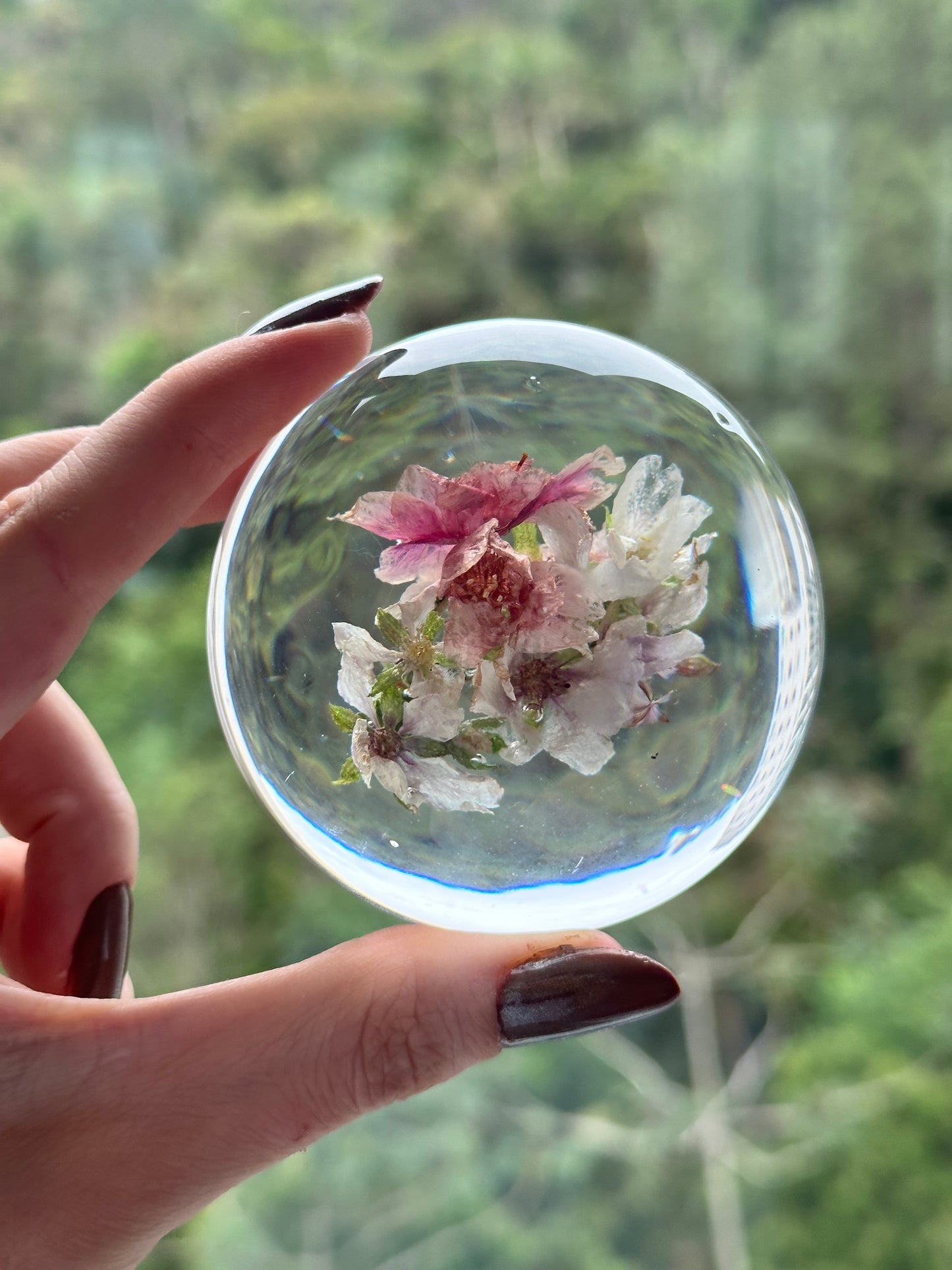 Esfera Iluminada com Flor de Cerejeira Real