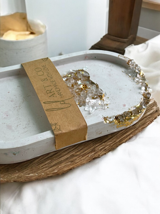 Bandeja Crystal Quartz em Cerâmica -Envio Imediato