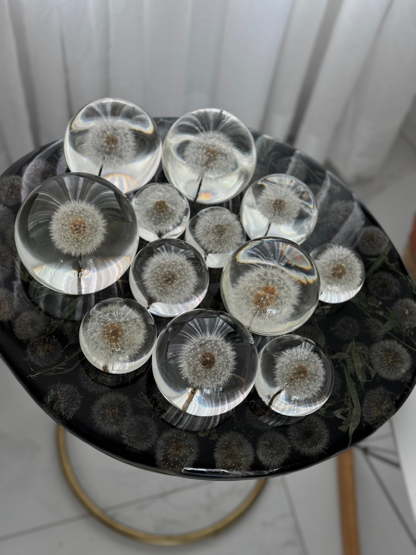 Esfera Dandelion Dente de Leão Eternizado - Escolha o tamanho 🤍