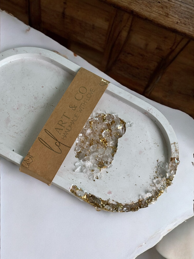 Bandeja Crystal Quartz em Cerâmica -Envio Imediato