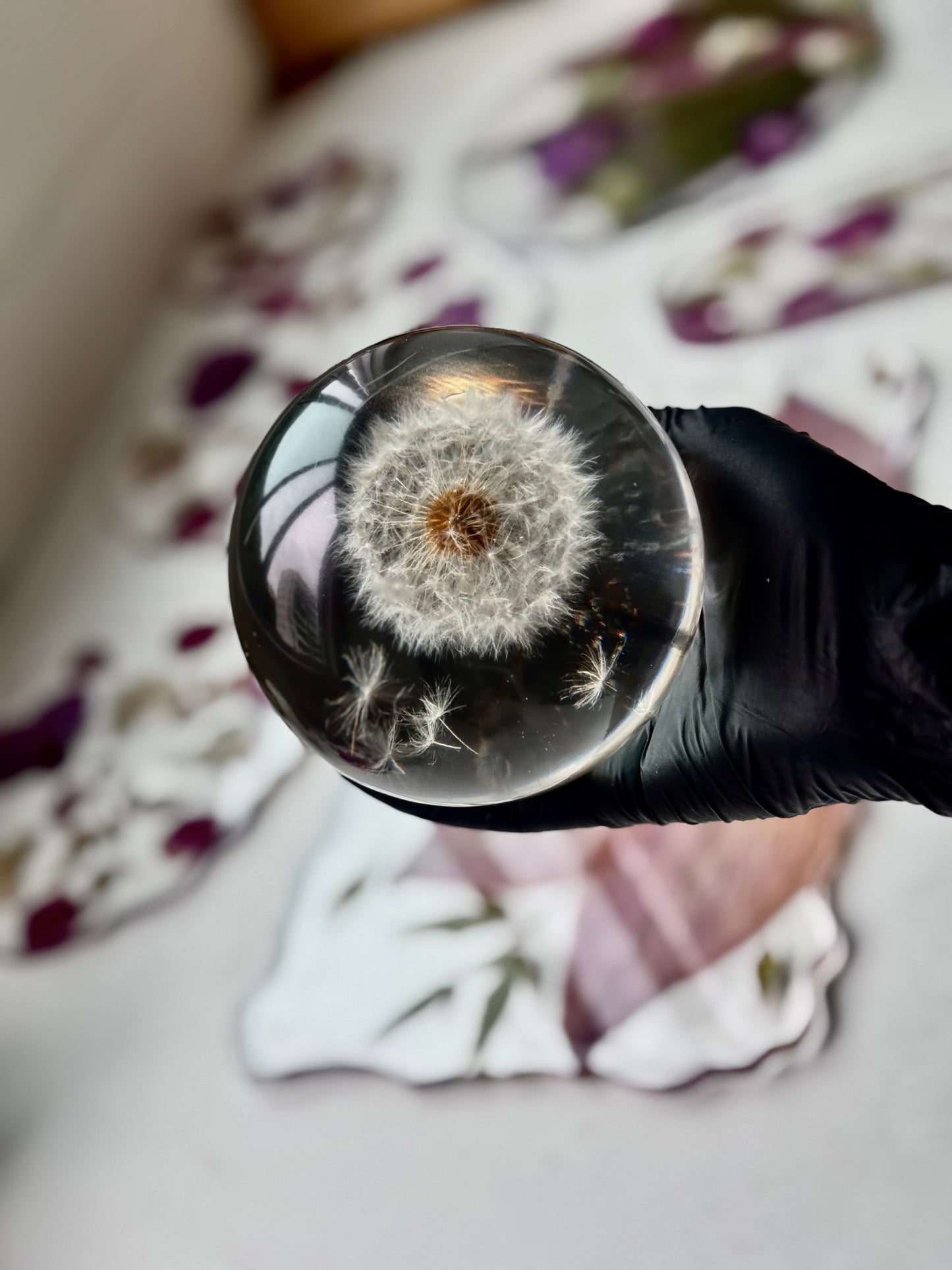 Esfera Dandelion Dente de Leão Eternizado - Escolha o tamanho 🤍