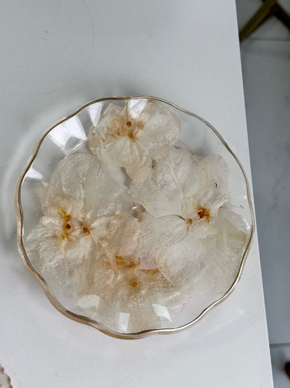 Platter/ Porta Joias 20cm White Orquídeas