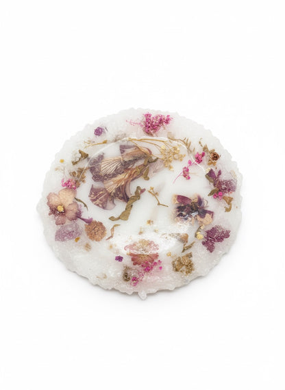 Porta Objetos com Flores Naturais e bordas de cristal Médio