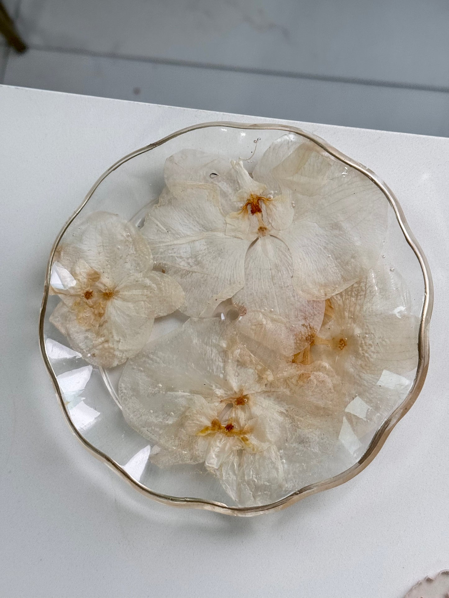 Platter/ Porta Joias 20cm White Orquídeas
