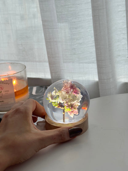 Esfera Iluminada com Flor de Cerejeira Real