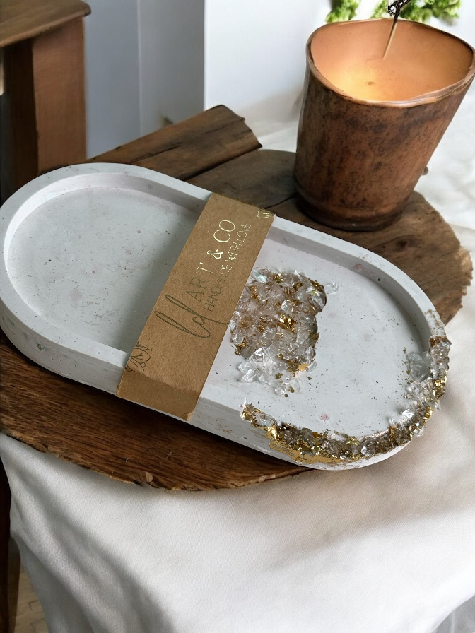 Bandeja Crystal Quartz em Cerâmica -Envio Imediato