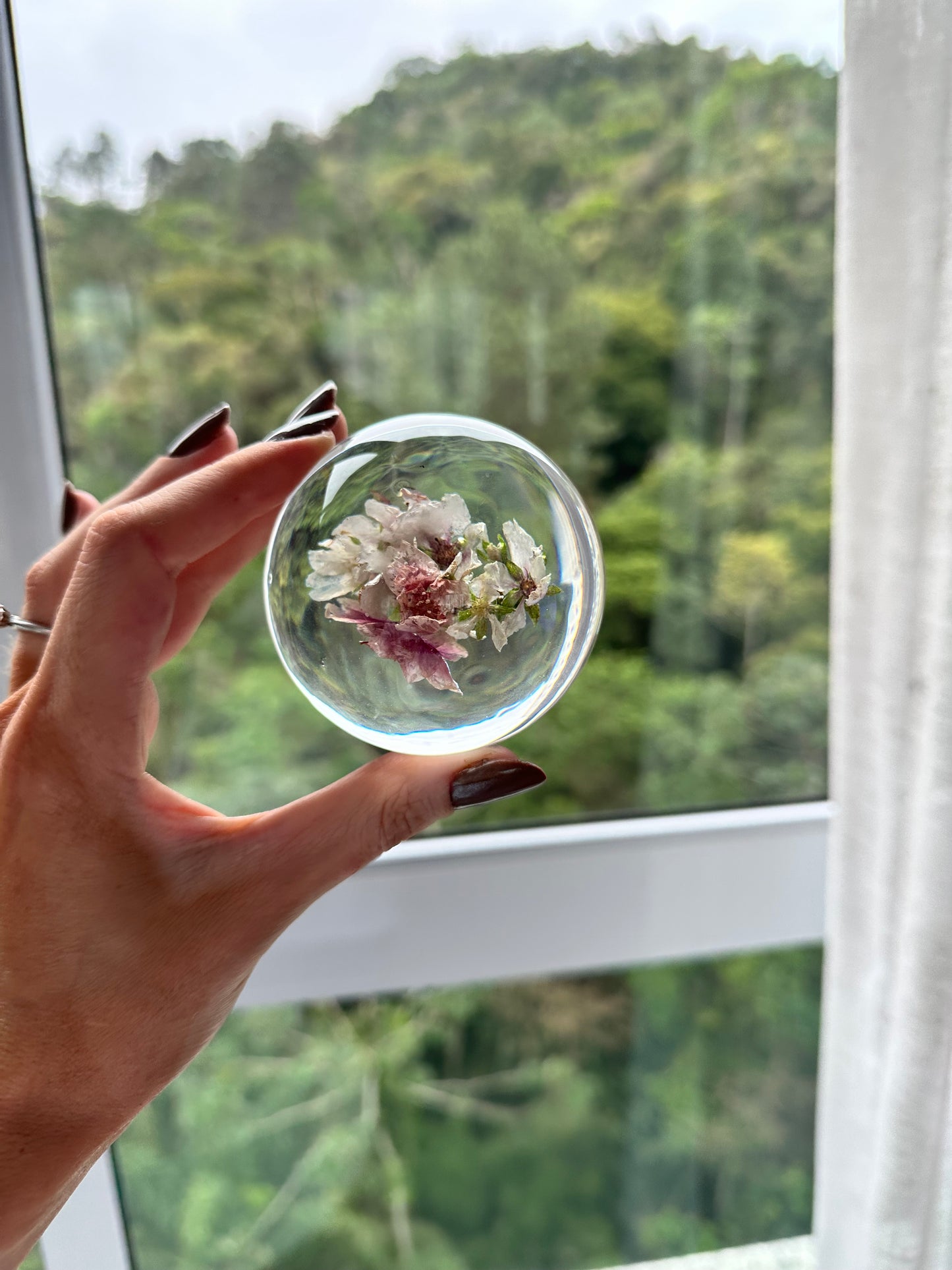 Esfera Iluminada com Flor de Cerejeira Real