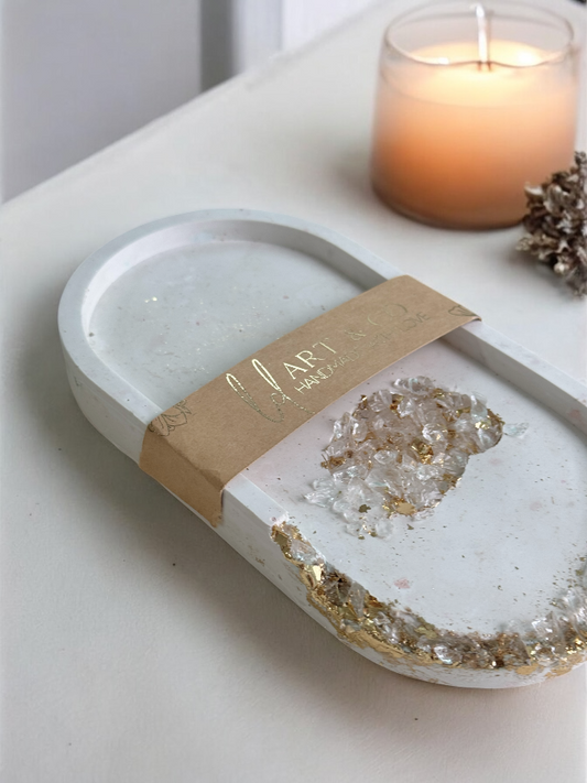 Bandeja Crystal Quartz em Cerâmica -Envio Imediato