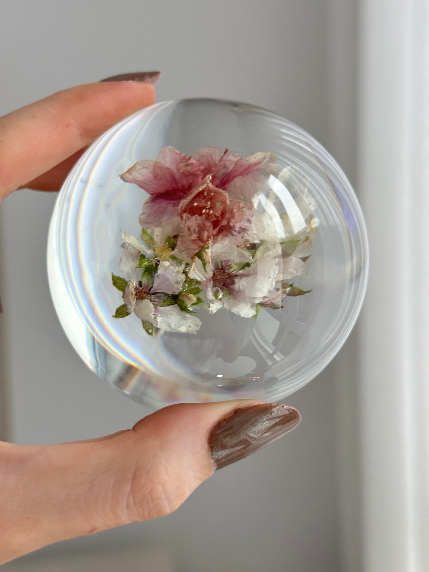 Esfera Iluminada com Flor de Cerejeira Real