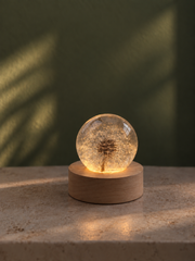 Esfera Iluminada Dandelion Dente de Leão Eternizado - Escolha o tamanho 🤍