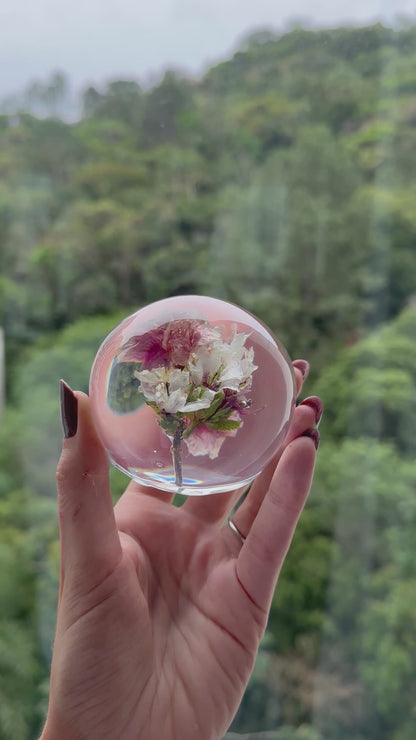 Esfera Iluminada com Flor de Cerejeira Real