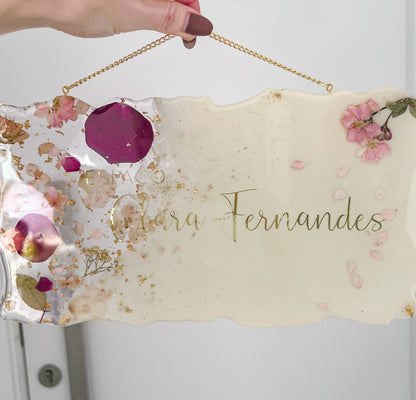 Placa Working com Flores Naturais