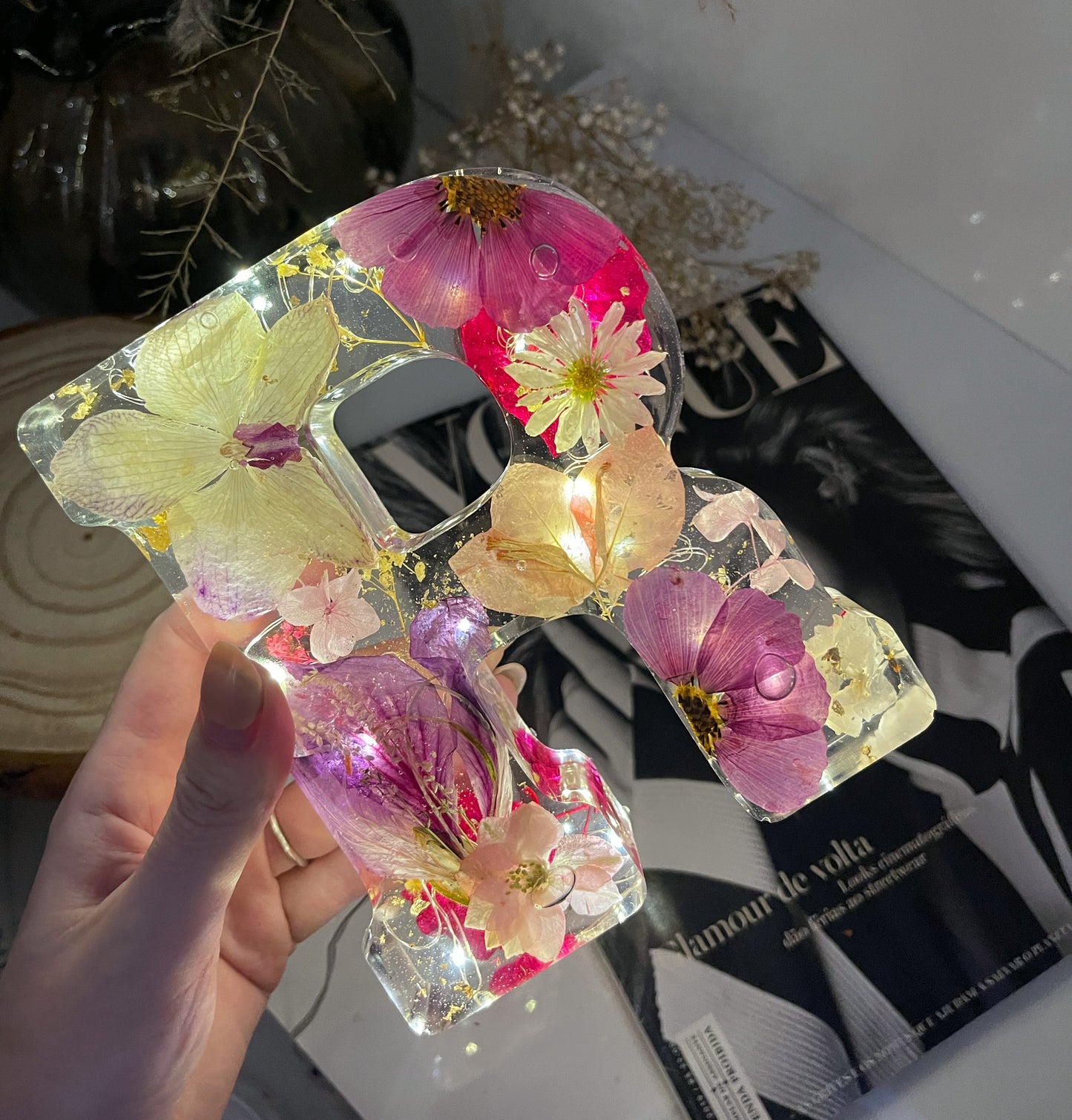Luminaria Letra Gigante 16.5cm Natural Flowers