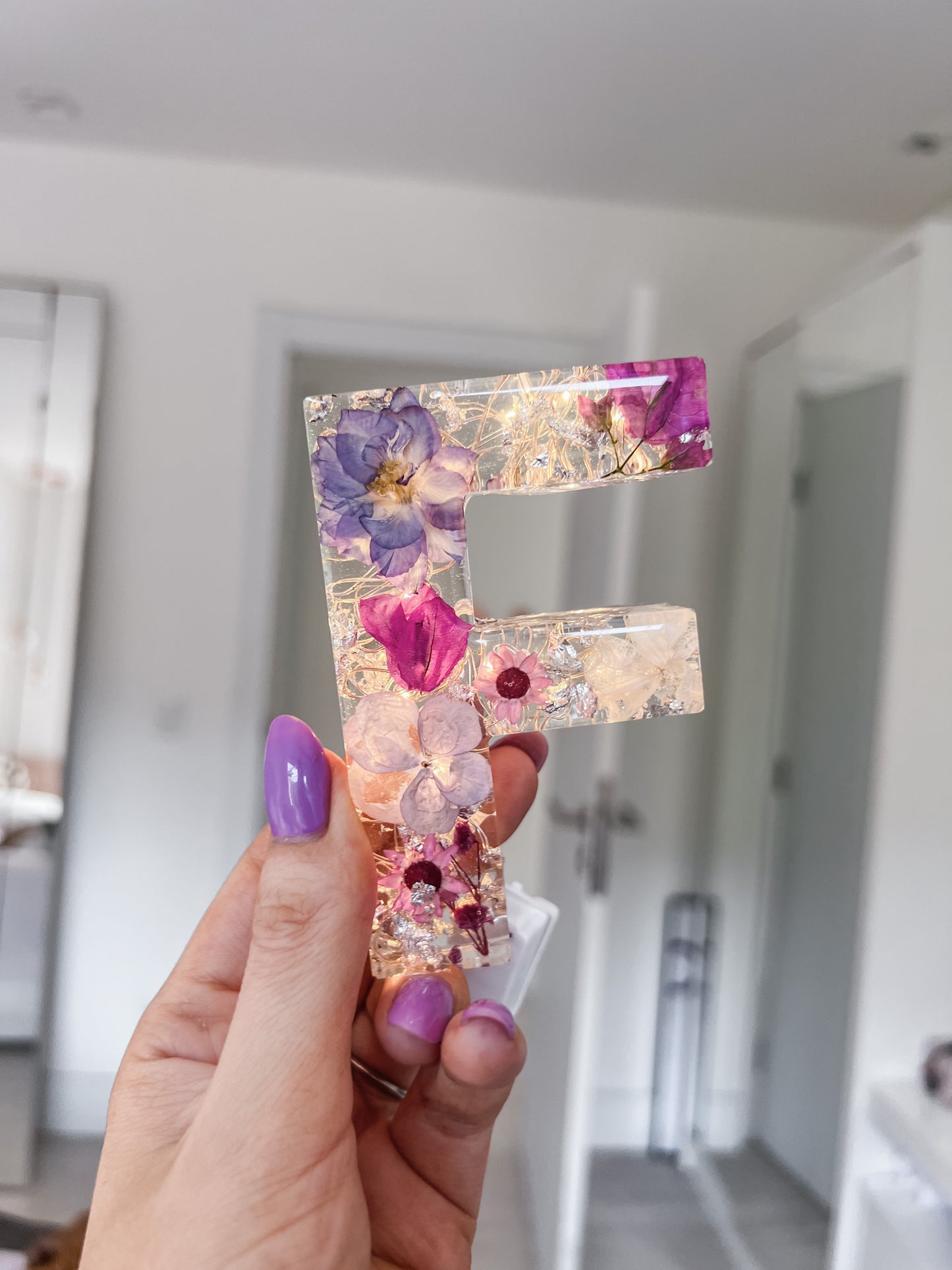 Luminaria Letra 10cm Natural Flowers
