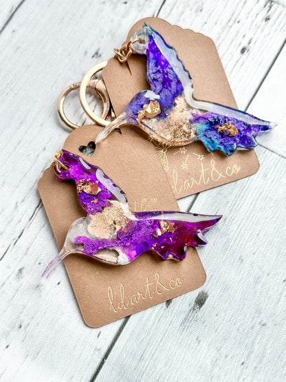 Chaveiro Hummingbird Fluid Art