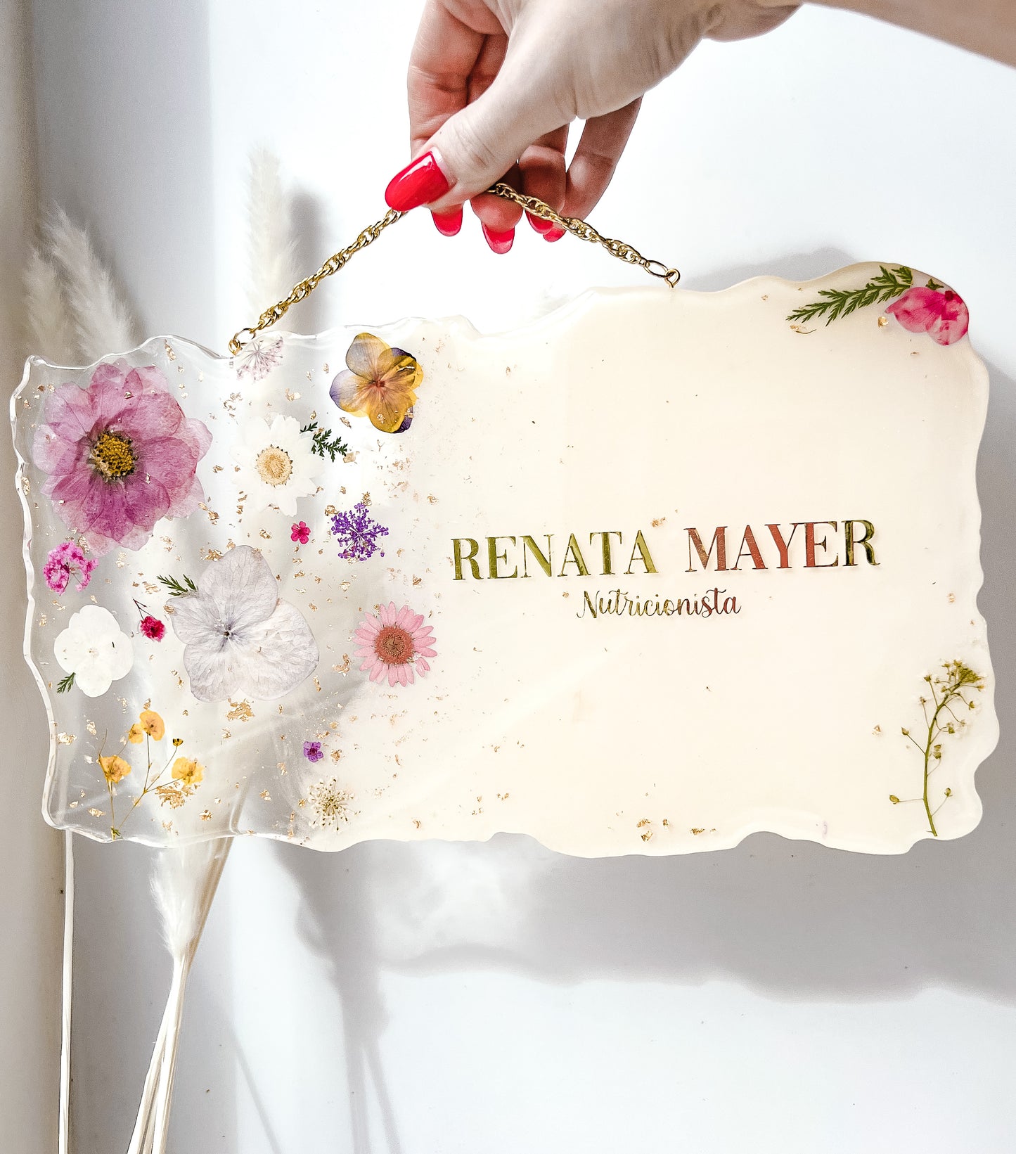 Placa Working com Flores Naturais