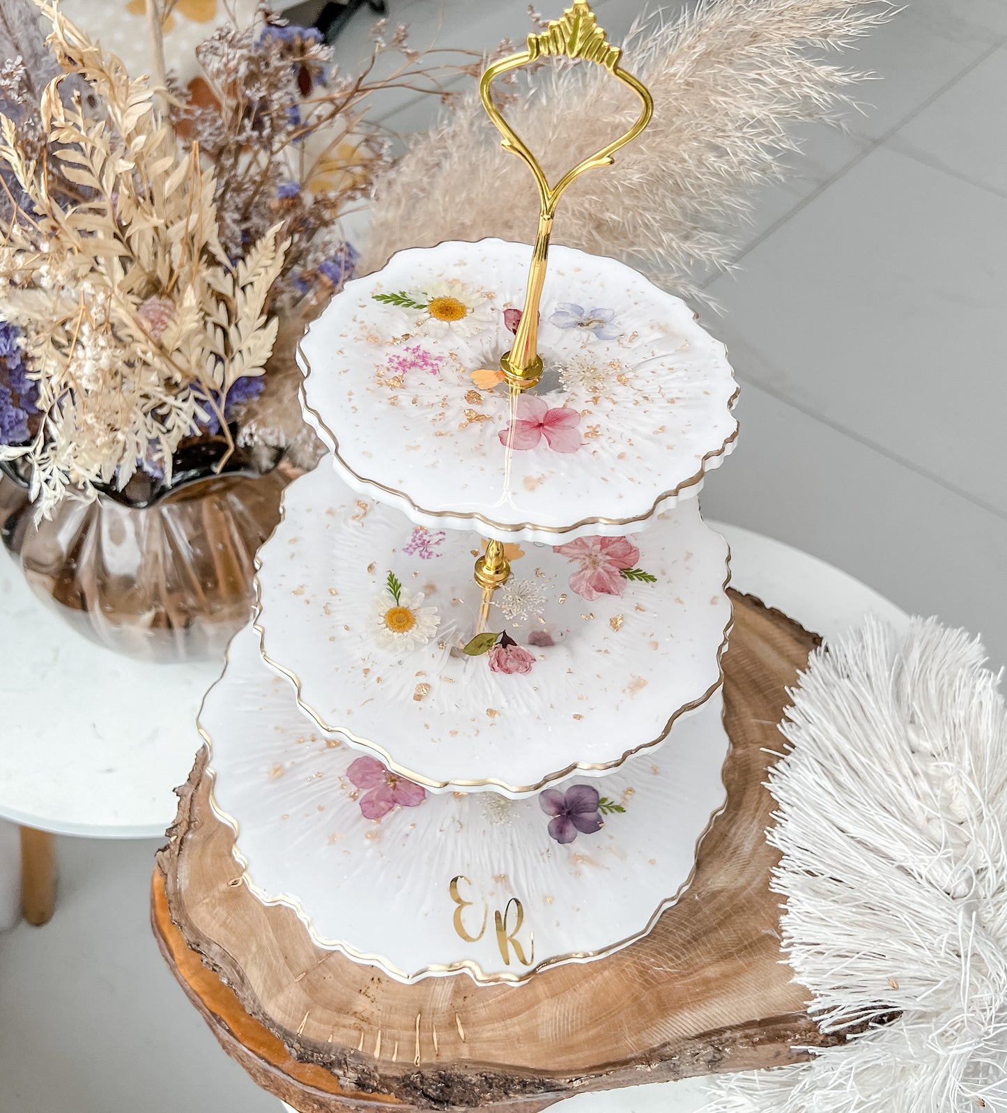 Porta Petit Four Natural Flowers