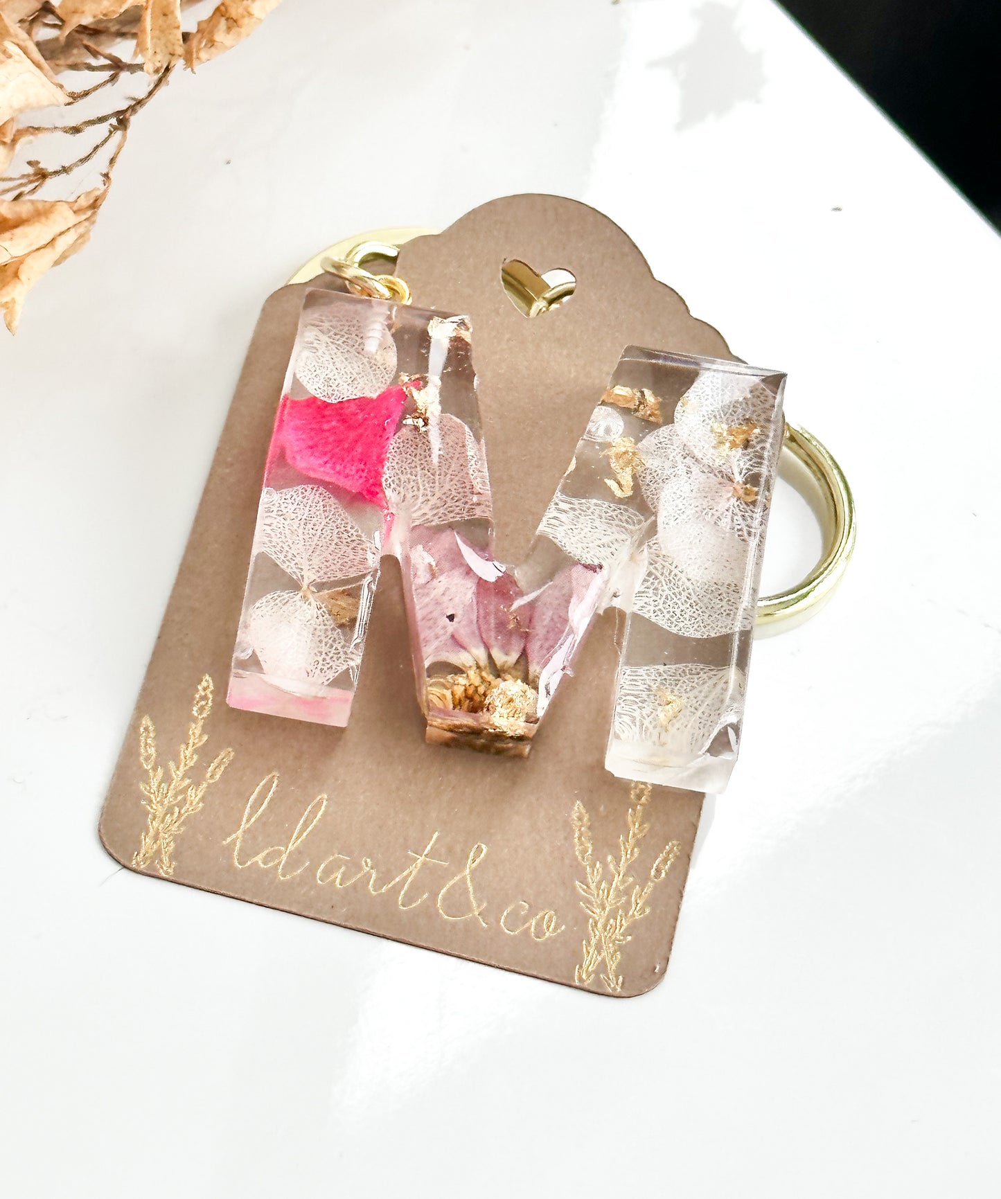 Chaveiro Letra Natural Flowers
