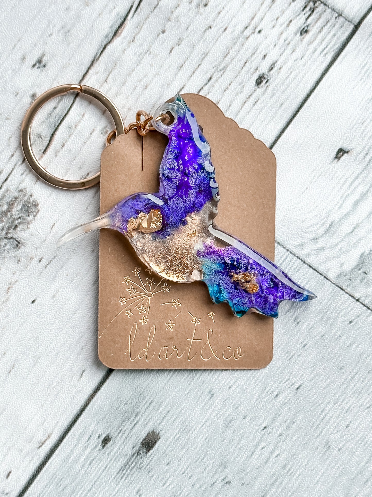 Chaveiro Hummingbird Fluid Art