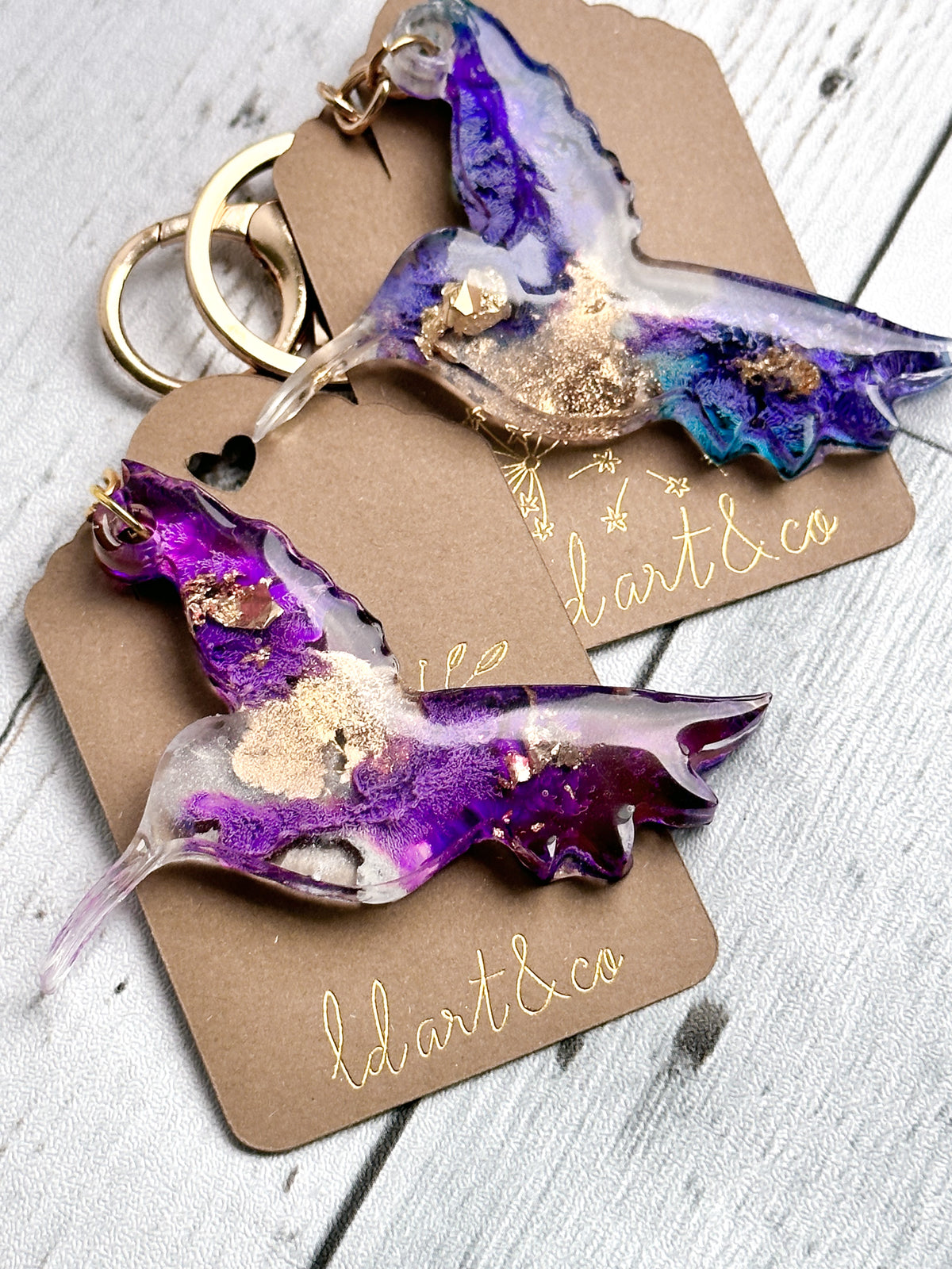 Hummingbird Fluid Art Keychain