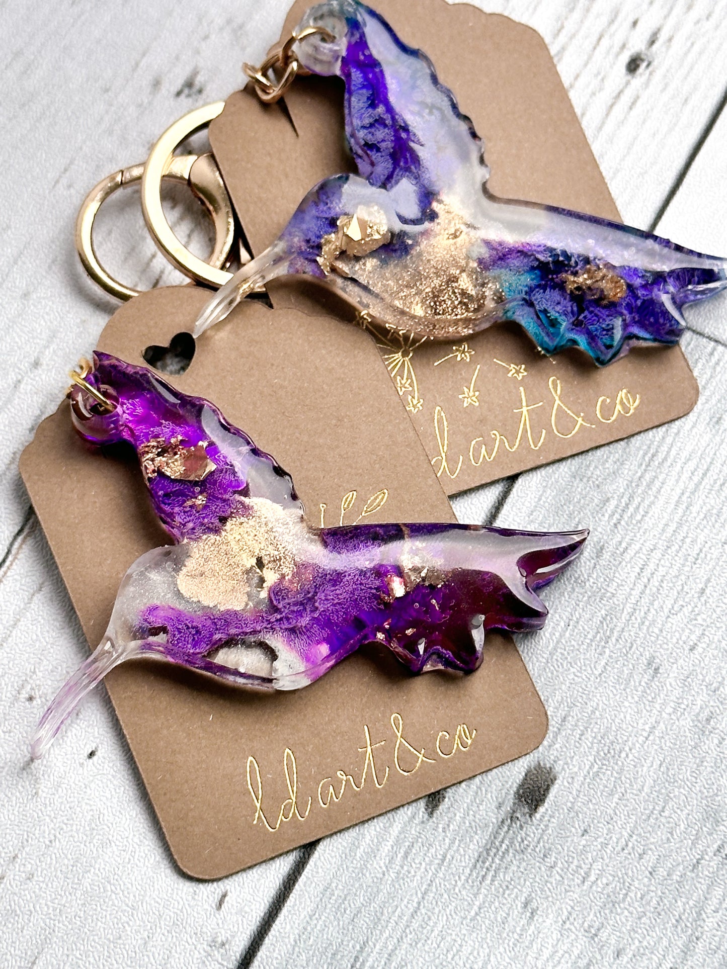 Chaveiro Hummingbird Fluid Art