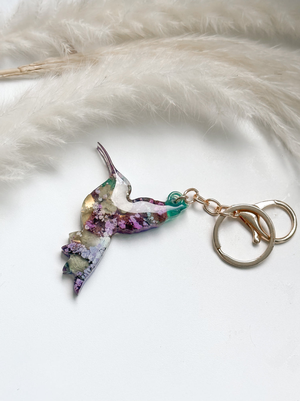 Hummingbird Fluid Art Keychain
