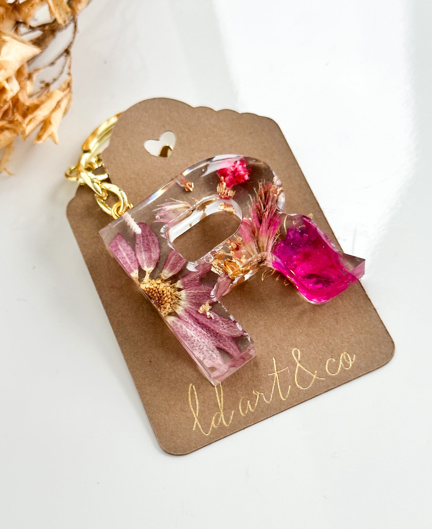 Chaveiro Letra Natural Flowers